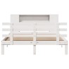 Lit bibliothèque sans matelas blanc 140x190 cm bois pin massif 