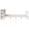 Lit bibliothèque sans matelas blanc 140x190 cm bois pin massif 