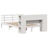 Lit bibliothèque sans matelas blanc 140x190 cm bois pin massif 