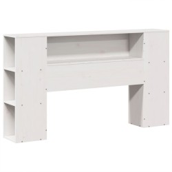 Lit bibliothèque sans matelas blanc 140x200 cm bois massif 