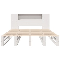 Lit bibliothèque sans matelas blanc 140x200 cm bois massif 