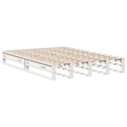 Lit bibliothèque sans matelas blanc 140x200 cm bois massif 