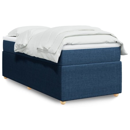 Sommier à lattes de lit avec matelas Bleu 90x190 cm Tissu 