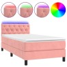 Sommier à lattes de lit avec matelas et LED Rose 80x200 cm 