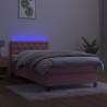 Sommier à lattes de lit avec matelas et LED Rose 80x200 cm 
