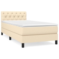 Sommier à lattes de lit avec matelas Crème 80x200 cm Tissu  