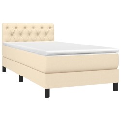 Sommier à lattes de lit avec matelas Crème 80x200 cm Tissu  