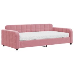 Lit de jour avec matelas rose 100x200 cm velours 