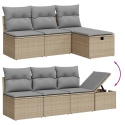 Salon de jardin avec coussins 7pcs mélange beige résine tressée 