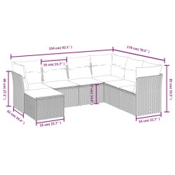 Salon de jardin avec coussins 7pcs mélange beige résine tressée 