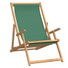 Chaise de plage pliable Bois de teck solide Vert 