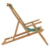 Chaise de plage pliable Bois de teck solide Vert 