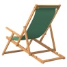 Chaise de plage pliable Bois de teck solide Vert 