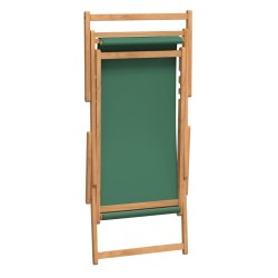 Chaise de plage pliable Bois de teck solide Vert 