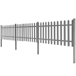 Clôture à piquets avec poteaux 3 pcs WPC 600x60 cm 