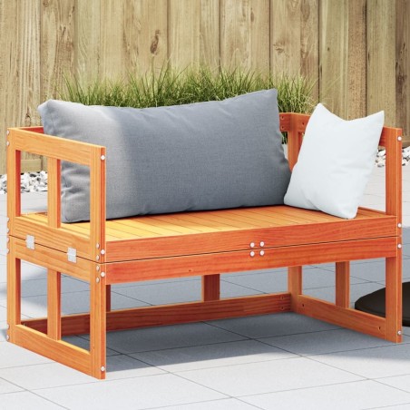 Canapé de jardin extensible cire marron bois massif de pin 