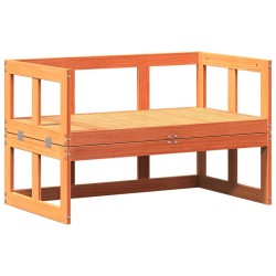 Canapé de jardin extensible cire marron bois massif de pin 