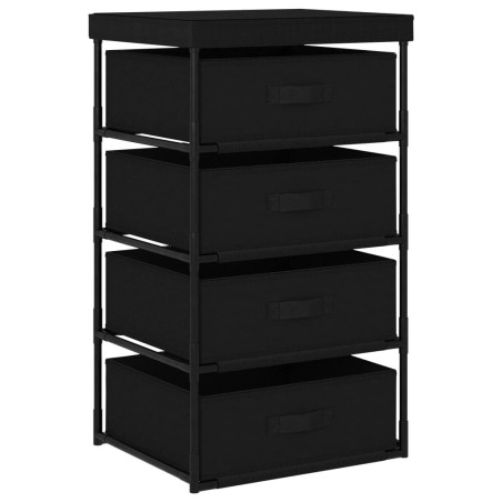 Étagère de rangement avec 4 paniers en tissu Acier Noir 