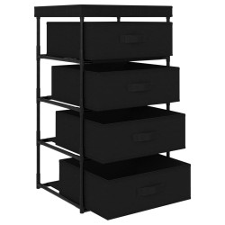 Étagère de rangement avec 4 paniers en tissu Acier Noir 