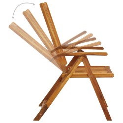 Chaises pliables de jardin lot de 3 avec coussins Bois d'acacia 