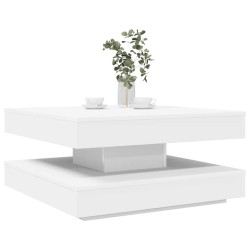 Table basse rotative à 360 degrés blanc 70x70x34,5 cm 