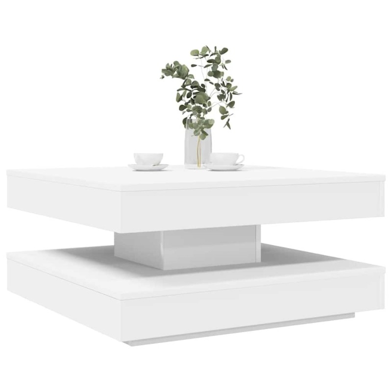 Table basse rotative à 360 degrés blanc 70x70x34,5 cm 