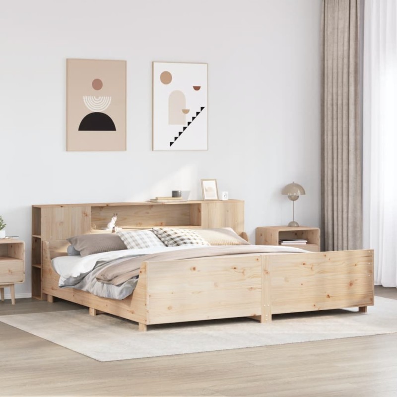 Cadre de lit sans matelas 200x200 cm bois massif de pin 