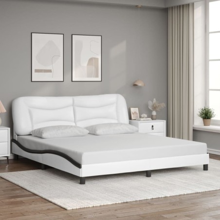 Cadre de lit sans matelas blanc et noir 180x200 cm similicuir 