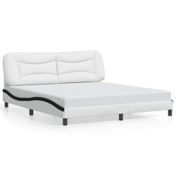 Cadre de lit sans matelas blanc et noir 180x200 cm similicuir 