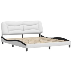 Cadre de lit sans matelas blanc et noir 180x200 cm similicuir 