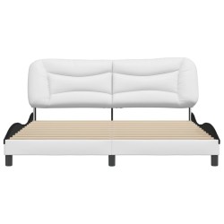 Cadre de lit sans matelas blanc et noir 180x200 cm similicuir 