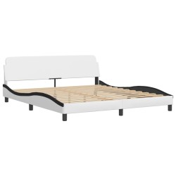 Cadre de lit sans matelas blanc et noir 180x200 cm similicuir 