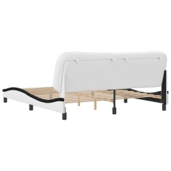 Cadre de lit sans matelas blanc et noir 180x200 cm similicuir 