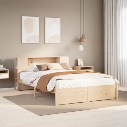 Lit bibliothèque sans matelas 120x200 cm bois de pin massif 