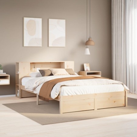 Lit bibliothèque sans matelas 120x200 cm bois de pin massif 