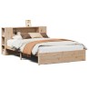 Lit bibliothèque sans matelas 120x200 cm bois de pin massif 