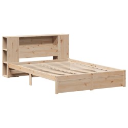 Lit bibliothèque sans matelas 120x200 cm bois de pin massif 