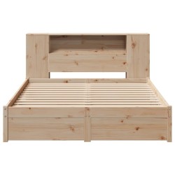 Lit bibliothèque sans matelas 120x200 cm bois de pin massif 