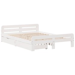 Cadre de lit sans matelas blanc 150x200 cm bois de pin massif 