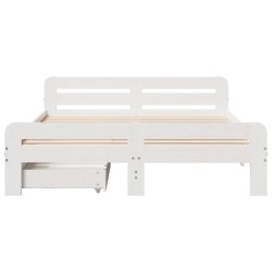 Cadre de lit sans matelas blanc 150x200 cm bois de pin massif 