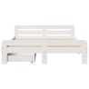 Cadre de lit sans matelas blanc 150x200 cm bois de pin massif 