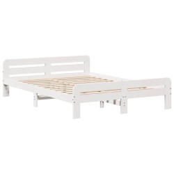 Cadre de lit sans matelas blanc 150x200 cm bois de pin massif 