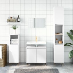 Ensemble d'armoires salle de bain 3 pcs blanc bois d'ingénierie 