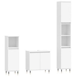 Ensemble d'armoires salle de bain 3 pcs blanc bois d'ingénierie 