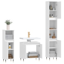 Ensemble d'armoires salle de bain 3 pcs blanc bois d'ingénierie 