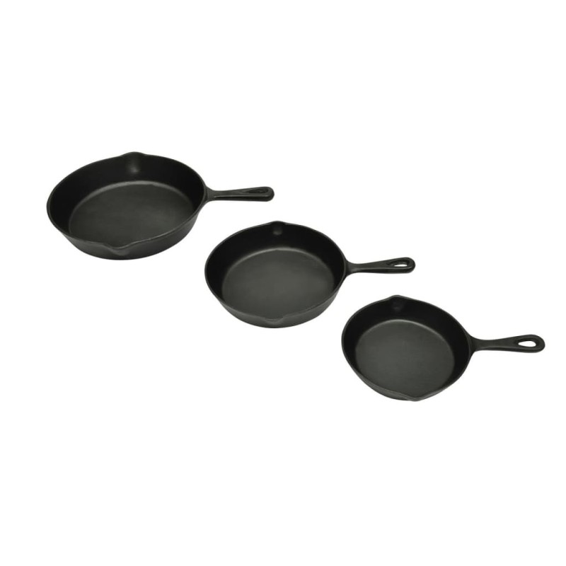 Lot de 3 poêles en fonte 