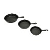 Lot de 3 poêles en fonte 