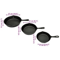 Lot de 3 poêles en fonte 