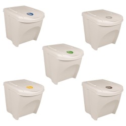 Poubelles à ordures empilables 3 pcs Blanc 75 L Polypropylène 