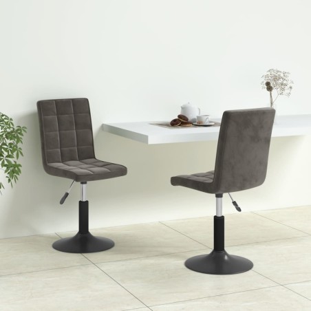 Chaises pivotantes à manger lot de 2 gris foncé velours 